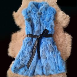 Women's Fur & Faux Real Vest Women With Collar Winter Jacket Custom Big Size Have Belt JN654Women's Women'sWomen's