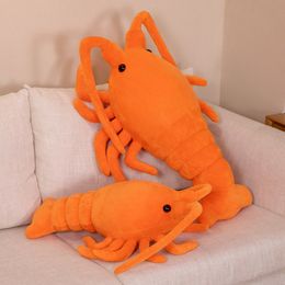 50-65cm Creative Simulation Lobster Plush Toy Lifelike Crayfish Doll Soft Stuffed Animal Shrimp Pillow Birthday Gifts for Kids LA516