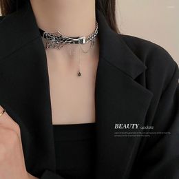 Choker South Korea Black Spider Web Leather Chain Necklace INS Niche Design Sense Clavicle Sweet Cool Spice Collar