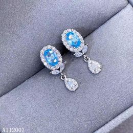 Stud Earrings KJJEAXCMY Fine Jewellery 925 Sterling Silver Inlaid Natural Blue Topaz Ear Studs Ladies Support Testing