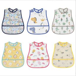 Baby Bibs Burp Cloths Infant EVA Waterproof Feeding Bib Cotton Cartoon Eating Overall Bandana Cartoon Pinafore Newborn Saliva Towels Animal Printed Turban BC294