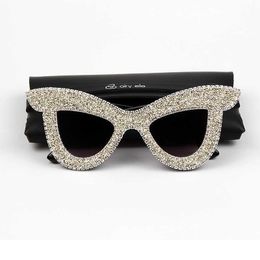 Sunglasses sunglass woman 2022 Luxury Rhinestone Cat eye Oversized Sunglasses luxury brand Shades For Women oculos G230214