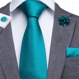 Bow Ties Sky Blue Men Tie Set Solid Silk Party Wedding Business Fashion Groom Handkerchief Boutonniere Neckties For CX-221