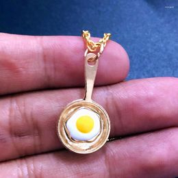 Pendant Necklaces Creative Cooking Necklace Chef Gift Keychain Fried Egg Cutlery Kitchen