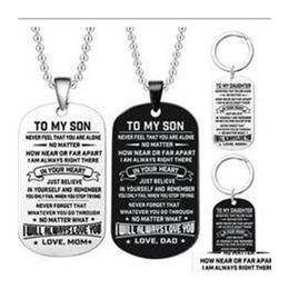 Pendant Necklaces Necklace To My Son Stainless Steel Military Tag Keychain Home Jewellery Black Dog Drop Delivery Pendants Dhcrq