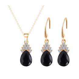 Earrings Necklace Party Jewellery Set Water Drop And American Fashion Gold Series Jewery Sets Bridesmaid Delivery Dhptu