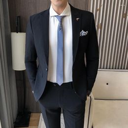Men's Suits Fashion High End Lapel Men Wedding Dress Tuxedos 2023 Groom Slim Fit Suit 2 Pieces Smart Casual Business