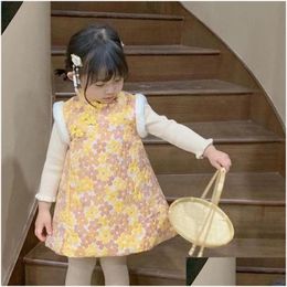 Girl'S Dresses New Spring Cute Girls Children Chinese Chipao Cheongsam Year Gift Kids Girl Party Clothes Costume Baby Qipao 776 Drop Dhmeo