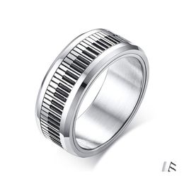 Band Rings Men Music Piano Keyboard Ring Stainless Steel Rotatable Spinner For Man Boyfriend Gifts Sier Tone Drop Delivery Jewellery Dhw5R