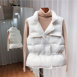 Women's Vests FMFSSOM 2023 Light Down Vest Women Autumn Short Casual Windproof Warm Waistcoat 90% White Duck Coat Sleeveless