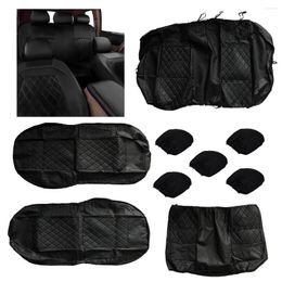 Car Seat Covers 9pcs/Set Black PU Leather Interior Front Rear Full Cushions Set For Cars Trucks Vans & SUV