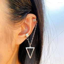 Backs Earrings 1Pcs Fashion Gold Color Triangle Chain Ear Clip For Women Simple Fake Cartilage Long Tassel Cuff Jewelry Gift Wholesale