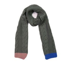 Scarves Knitted Women Winter And Autumn 2023 Fashion Candy Colour Pink/Blue Dark Grey Twisted Flower Long Scarf Female Warm Wrap