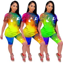 2024 Designer jogger suits brand tracksuits summer women tie dye outfits two piece set Short sleeve T-shirt shorts Casual Sportswear Outwork Sweatsuits 3029-4