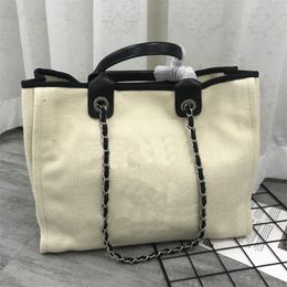 Borsa tote in tela Cabas da donna di design Borsa da spiaggia C in tela semplice e per il tempo libero Borsa grande, leggera e alla moda