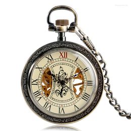 Pocket Watches Retro Tree Design Mechanical Watch Hand Winding Fob Antique Clock Gifts For Men Women Birthday Xmas