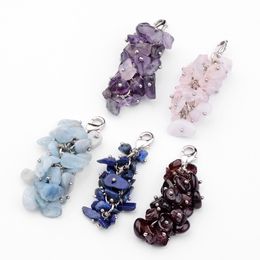 Natural Crystal Stone Pendant Keychains Colourful Gravel Tassel Keychain DIY Fashion Accessories Keyring Key Chains