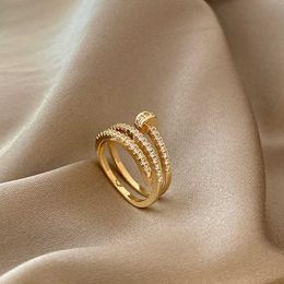 Band Rings 2021 Korean New Exquisite Simple Nail Ring Fashion Temperament Versatile Open Ring Female Jewellery G230213