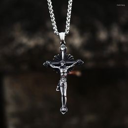 Pendant Necklaces Vintage Gothic Wind Cross Necklace Men's Hip-hop Punk Sweater Chain Personality Banquet Jewelry Gift