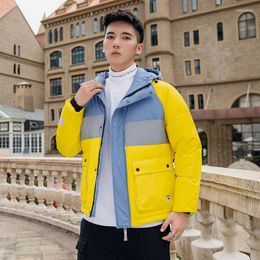 Men's Down In The Winter Of 2023 Bump Colour Matching Male Jacket White Duck Warm Coat