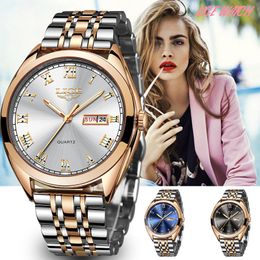Wristwatches LIGE Women Watches Ladies Top Brand Luxury Dress Waterproof Quartz Gold Watch Women Stainless Steel Date Gift Clock reloj mujer 230215