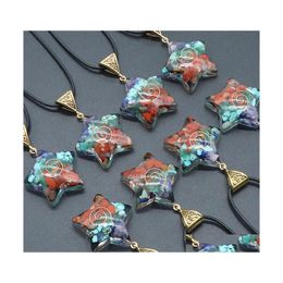 Pendant Necklaces Star 7 Chakras Orgonite Stone Necklace Five Points Shape Healing Energy Natural Orgone Crystal Pendum Lucky Om Jew Dhlzc