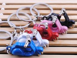 100pcslot Cute Zinc Alloy Mini Scooter Model Keychain Metal Motor Keyrings key ring