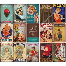 Chocolate Metal Sign Tin Plaque Vintage Metal Signs Iron Painting for Party Area Kitchen Shop Restaurant Wall Decor 20cmx30cm Woo