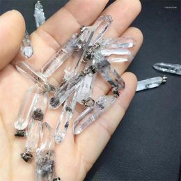 Decorative Figurines Transparent Crystal Herkimer Diamond Necklace Quartz Gem Hexagonal Prism Pendant Yoga Meditation Healing Jewelry 1pcs