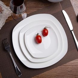 Plates 2023 Jingdezhen Chinese Ceramic Pure White Bone China Steak Plate Cutlery Set