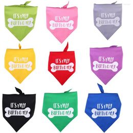 Dog Collars Birthday Pet Collar Luxury Designer Bone Printing Kitten Neck Accessories Triangle Bibs Bandana Solid Color Cats