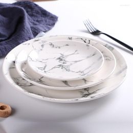 Plates Fashion Home Restaurant Kitchen Tableware Marble Ceramic Plate Dish Porcelain Steak Salad Dessert Cutlery Cake