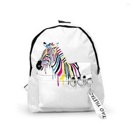 Backpack Hip Hop Horse School Bags Travel Boys Girls Cute Small 3D Print Oxford Waterproof Key Chain Notebook Backpacks