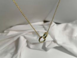 Hjärta smycken silver guldlänk kedja med diamanthänge tennishalsband set överlappande 18k hängen hårdvara designer kvinnor par mode bröllop fest gåva