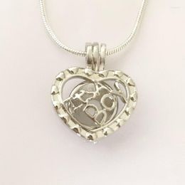 Pendant Necklaces "It's A Boy" Locket Cage Heart-shaped Fitting DIY Bead Jewellery Mounting Love Charms