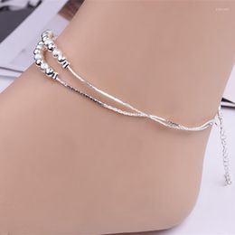 Anklets Fashion Silver Colour Anklet Women Frosted Beads Bohemian Ankle Bracelet Beach Foot Jewellery Gift Wholesale