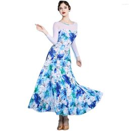 Stage Wear Standard Waltz Ballroom Dresses Long Sleeve Dancing Costume Women Competition Dance Dress