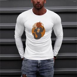 Men's T Shirts 2xl Button Down For Men Men's Solid Colour Graphic Print Round Neck Slim Long Sleeved T-shirt Top