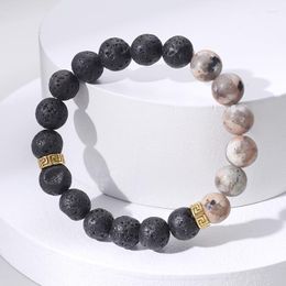 Strand 10mm Stone Beads Bracelet BFF Gifts Elastic Rope Distance For Men Natural Jewelry