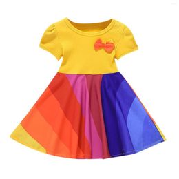 Girl Dresses Stitching Color Dress Ribbed Princess Kid Infant Toddler Girls Dress&Skirt Little Christmas