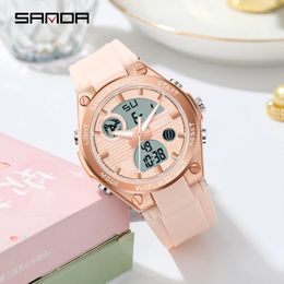 Wristwatches Luxury Womens wristwatch Quartz Waterproof Auto Date Watches Ladies Pink LED Digital Chronograph Sports Watch For Female 230215