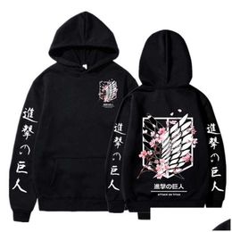 Felpe con cappuccio da uomo Felpe con grafica giapponese Attack On Titan Print Plover Felpa Abbigliamento Harajuku Uni Male Drop Delivery App Dhkfq