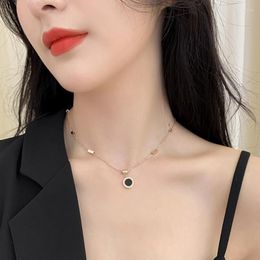 Chains 316L Stainless Steel Round Roman Numerals Box Pendant Necklaces Clavicle Chain For Women Fashion Fine Jewellery Party Gifts