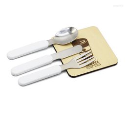 Dinnerware Sets ! Sublimation Children Cutlery Set White Blank DIY Fork Knife Spoon Stainless Steel Adults Portable Kids Tableware SN