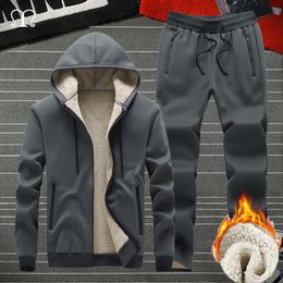 Men's Tracksuits Winter Men Casual Tracksuit Fashion Warm Thick Jackets Coats Male Brand Joggers Mens Clothing Set Two Pieces Sweatsuit Men 4XL 230215