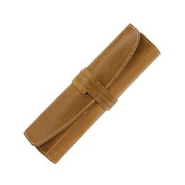 Pencil Bags Genuine Leather Bag Storage Pouch Rollup Pen Organiser Wrap Vintage Retro Creative Stationery Product