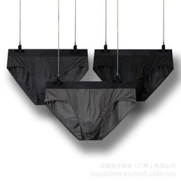 Underpants All Black Belt Spot Men's Triangle Underwear Supermarket Bag Mid Waist Summer Solid Color Sexy