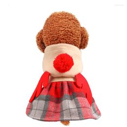 Dog Apparel Fashion Puppy Clothes Red Cheque Elk Dress Fit Small Pet Cat All Season Cute Makeover Costume