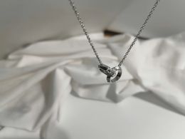 Hjärta smycken silver guldlänk kedja med äkta diamanthänge tennis halsband set överlappande 18k hängen designer kvinnor mens par mode bröllop fest gåva