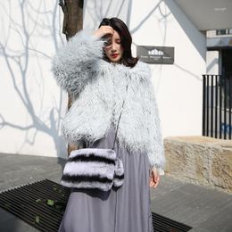 Duffel Bags Fashion Rex Fur Bag Women's Hand Carry Casual Small Square Clutch One Shoulder Crossbody 2023 Luxury